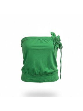 Guess Collection Womens Apple Green Strapless Top With Flower Detail One Size